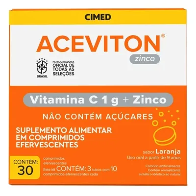 Vitamina C Aceviton Zinco 30 Comprimido Efervescente preço